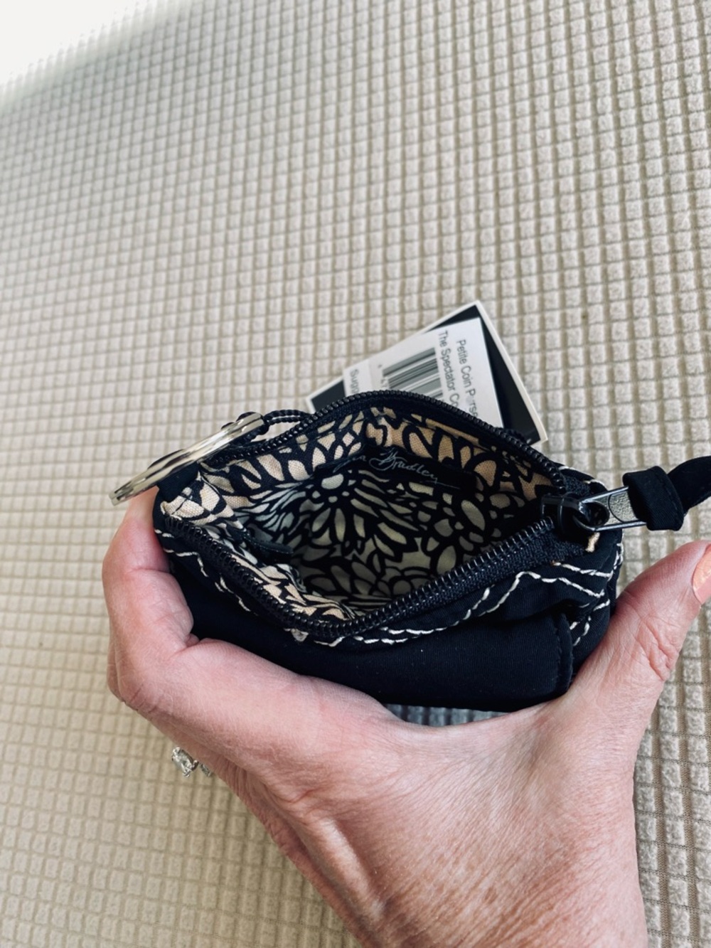 Vera Bradley Black Coin Purse with White Stitching - Picture 7 of 7